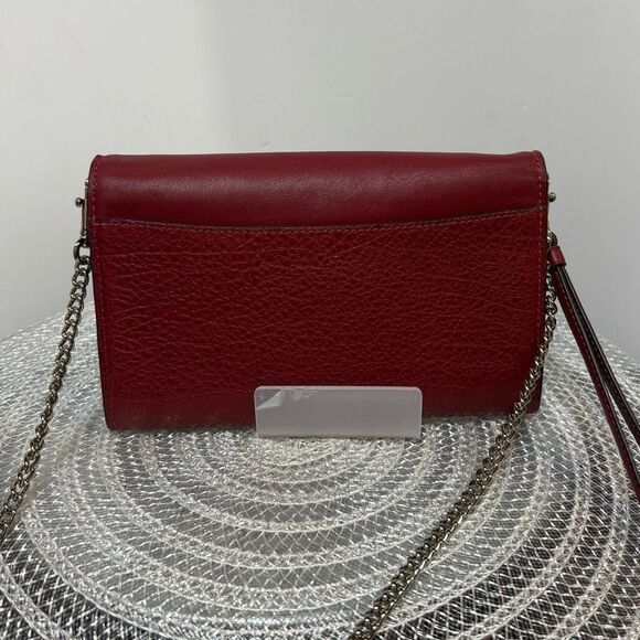 Coach Leather Chain Crossbody in Cherry Red/Silver NWT - Picture 2 of 16